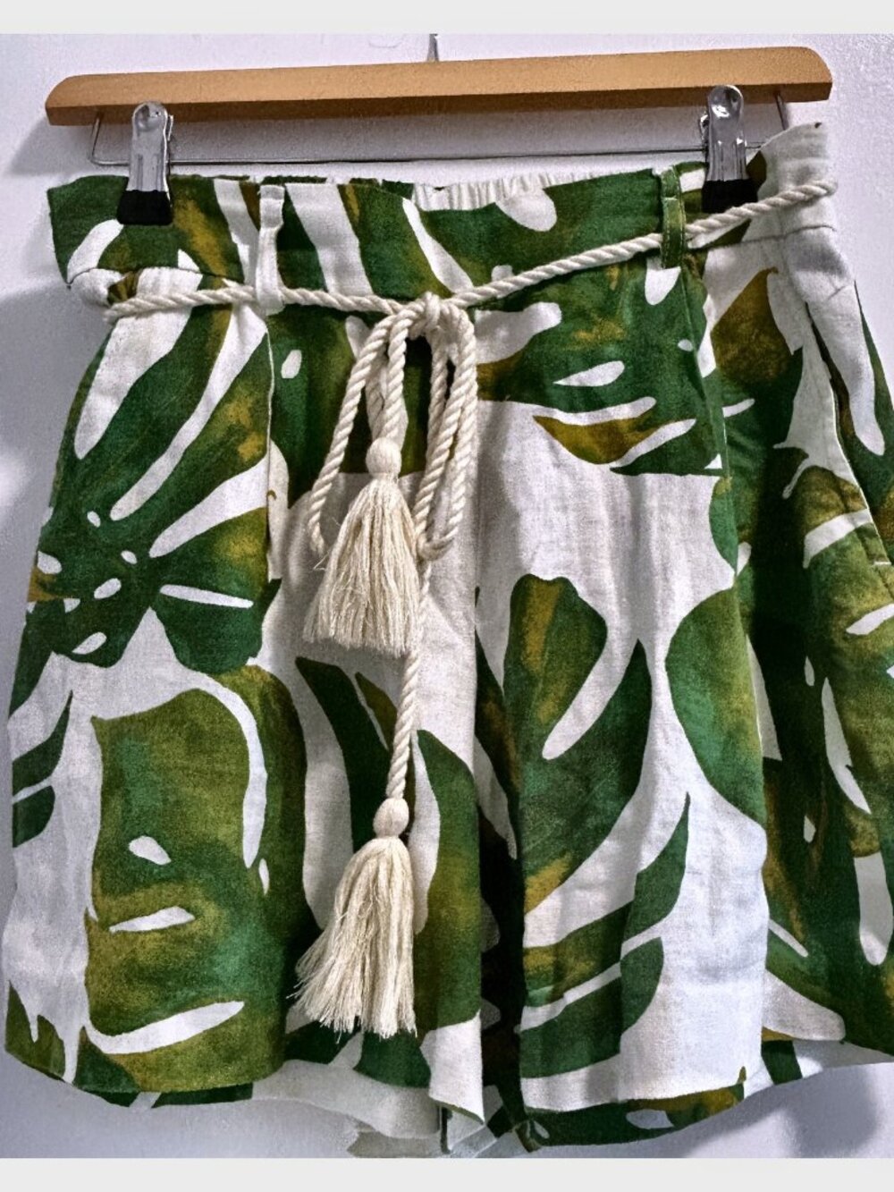Joie Tropical Palm Leaf Linen Blend Tassel Shorts XS